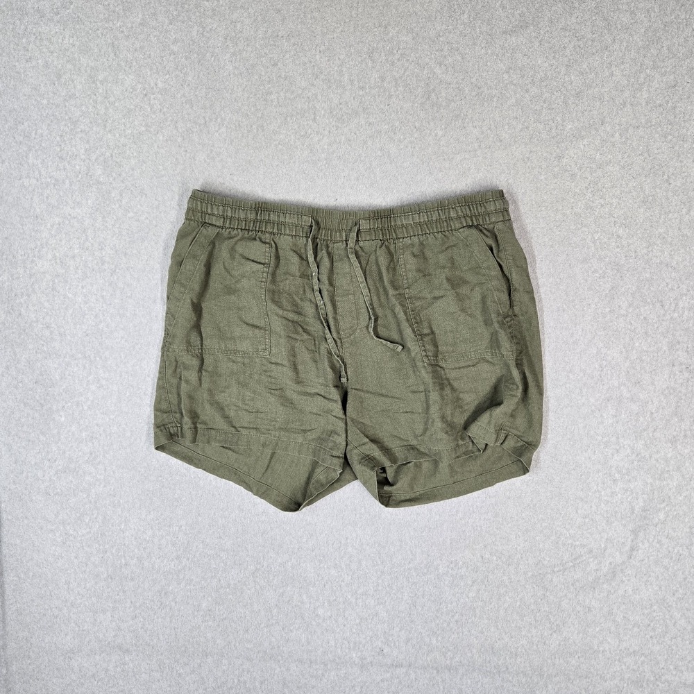 Old Navy Women Shorts XL Green Linen Rayon Viscose HR Short Pockets Coastal